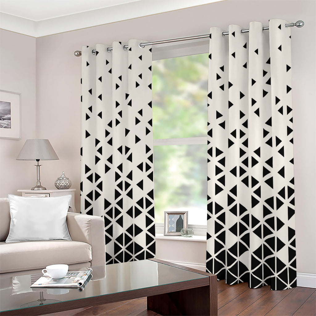 Black And White Geometric Pattern Print Extra Wide Grommet Curtains