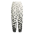 Black And White Geometric Pattern Print Fleece Lined Knit Pants