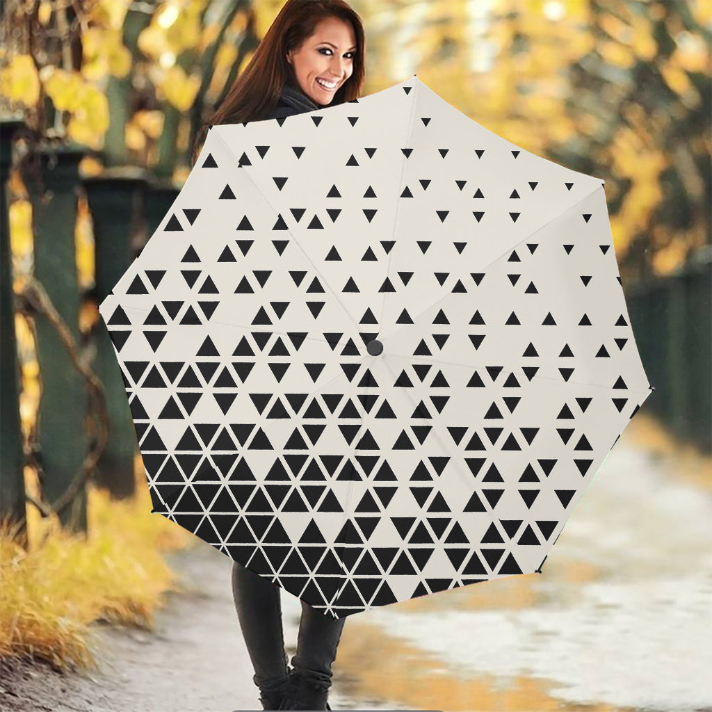 Black And White Geometric Pattern Print Foldable Umbrella