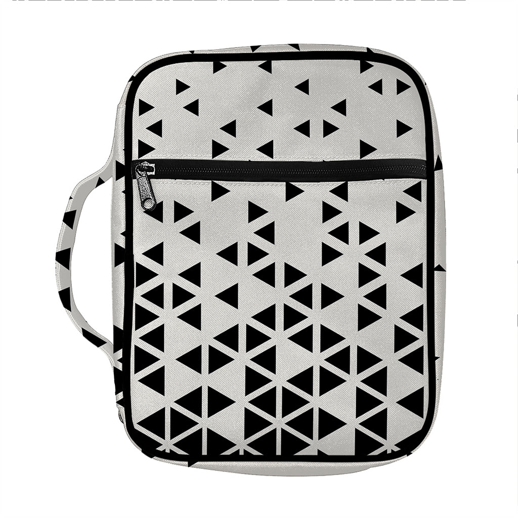 Black And White Geometric Pattern Print Front Pocket Bible Bag