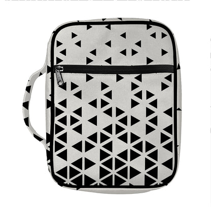 Black And White Geometric Pattern Print Front Pocket Bible Bag
