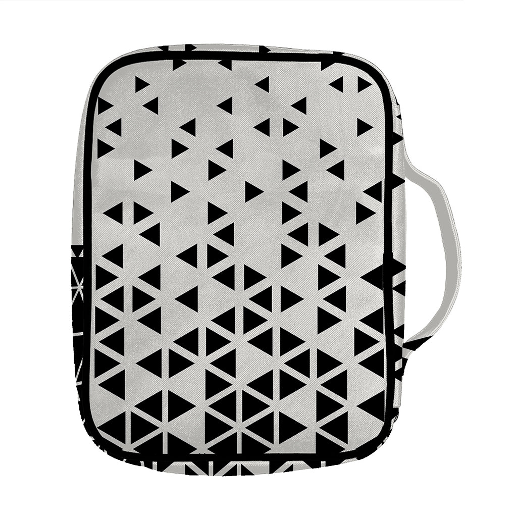 Black And White Geometric Pattern Print Front Pocket Bible Bag