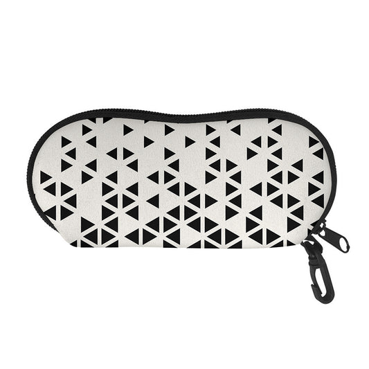 Black And White Geometric Pattern Print Glasses Case