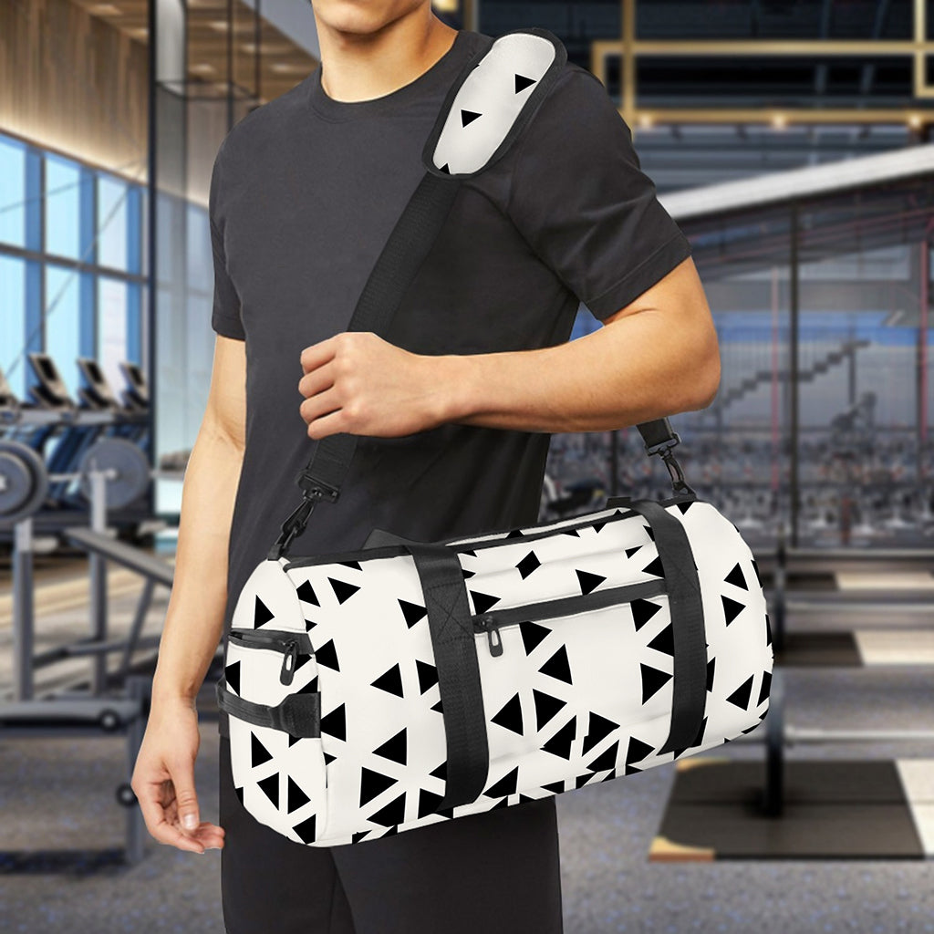 Black And White Geometric Pattern Print Gym Bag