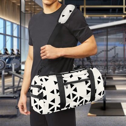 Black And White Geometric Pattern Print Gym Bag