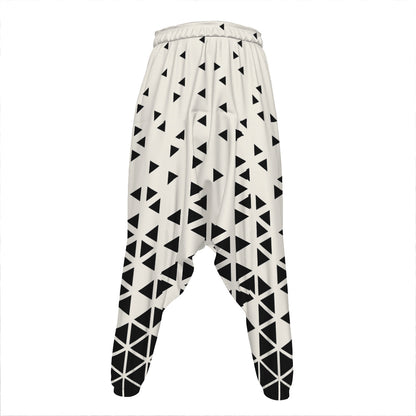 Black And White Geometric Pattern Print Hammer Pants