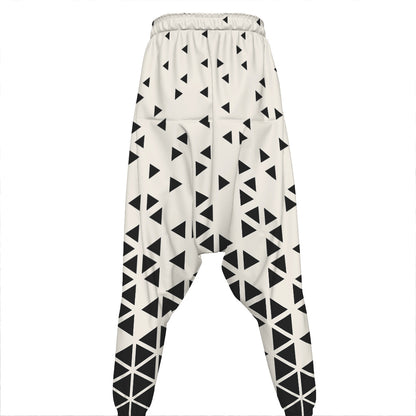 Black And White Geometric Pattern Print Hammer Pants