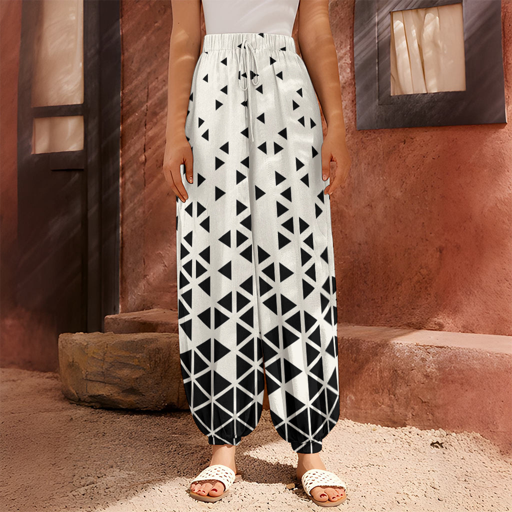 Black And White Geometric Pattern Print Harem Pants