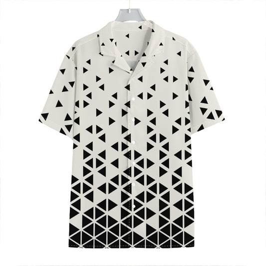 Black And White Geometric Pattern Print Hawaiian Shirt