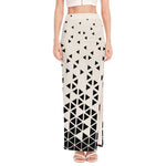 Black And White Geometric Pattern Print High Slit Maxi Skirt