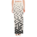 Black And White Geometric Pattern Print High Slit Maxi Skirt