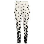 Black And White Geometric Pattern Print High-Waisted Pocket Leggings
