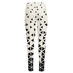 Black And White Geometric Pattern Print High-Waisted Pocket Leggings