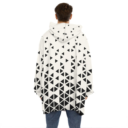 Black And White Geometric Pattern Print Hoodie Blanket