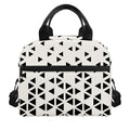 Black And White Geometric Pattern Print Insulated Lunch Bag