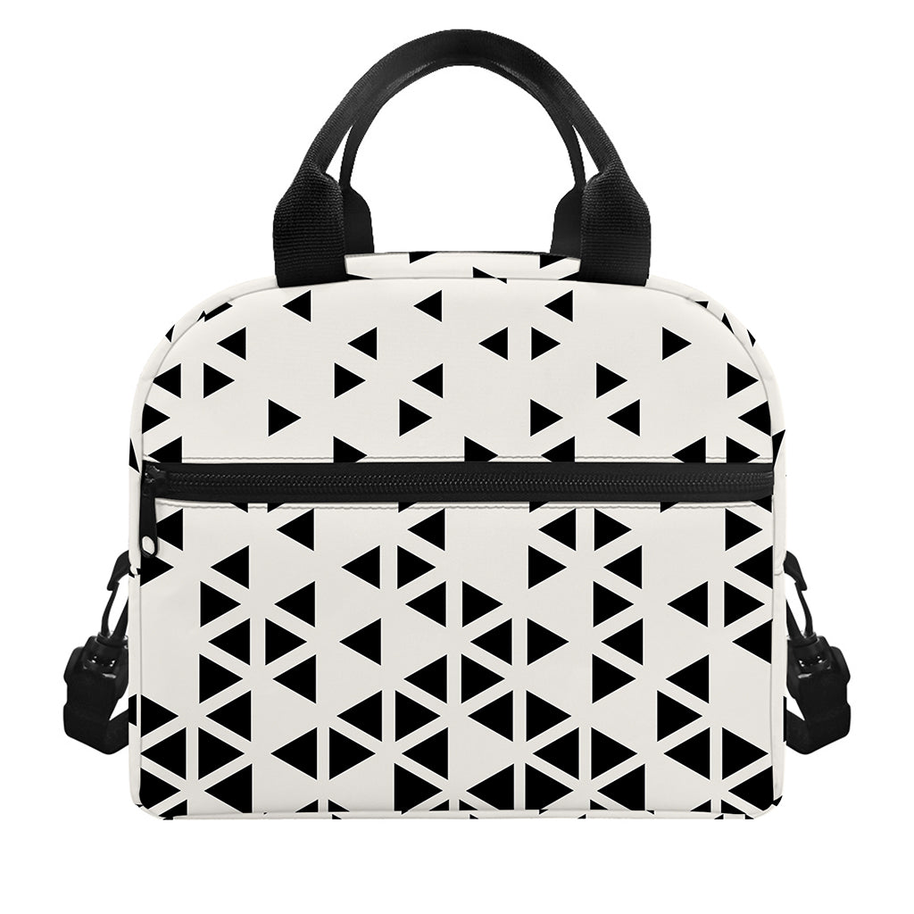 Black And White Geometric Pattern Print Insulated Lunch Bag