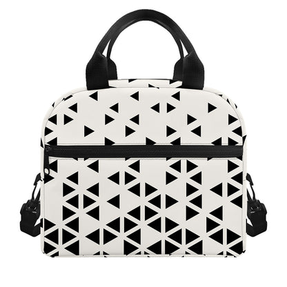 Black And White Geometric Pattern Print Insulated Lunch Bag
