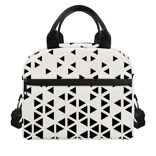 Black And White Geometric Pattern Print Insulated Lunch Bag