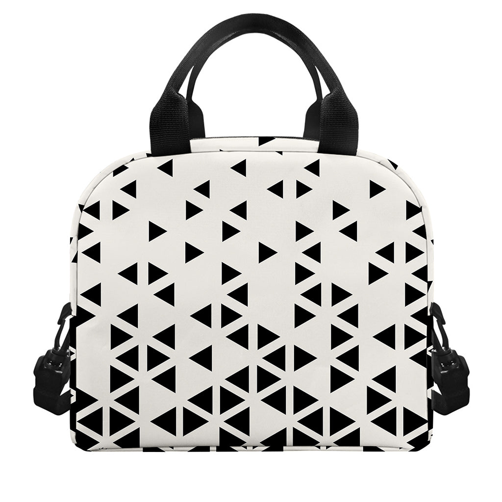Black And White Geometric Pattern Print Insulated Lunch Bag