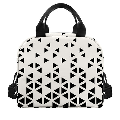 Black And White Geometric Pattern Print Insulated Lunch Bag