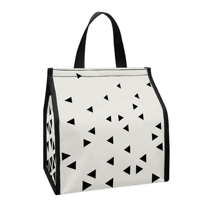 Black And White Geometric Pattern Print Insulated Lunch Tote