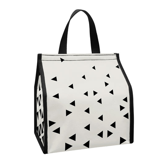 Black And White Geometric Pattern Print Insulated Lunch Tote