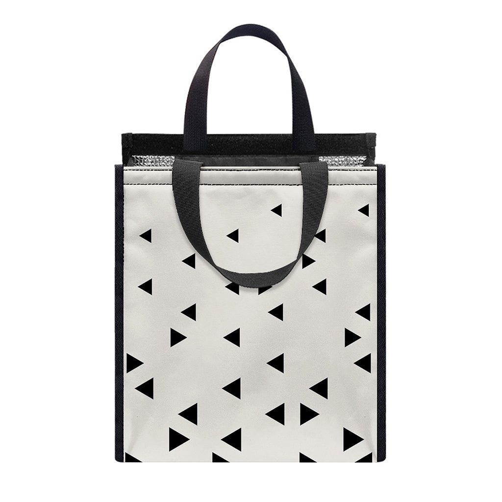 Black And White Geometric Pattern Print Insulated Lunch Tote