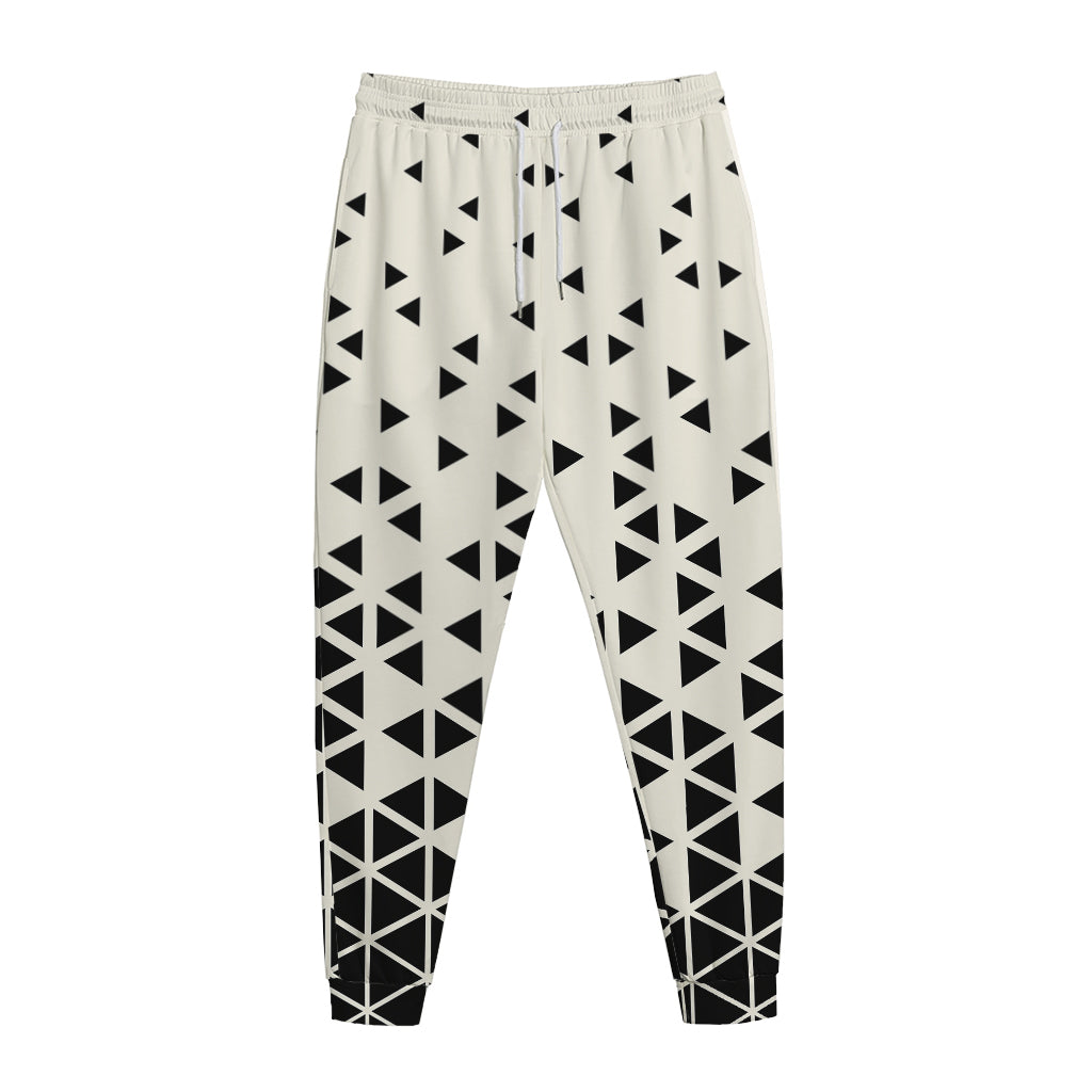 Black And White Geometric Pattern Print Jogger Pants