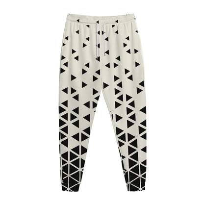 Black And White Geometric Pattern Print Jogger Pants