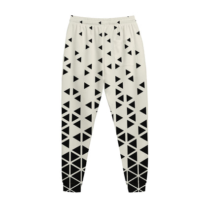 Black And White Geometric Pattern Print Jogger Pants