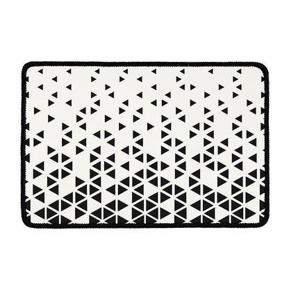 Black And White Geometric Pattern Print Kitchen Mat