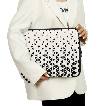Black And White Geometric Pattern Print Laptop Sleeve