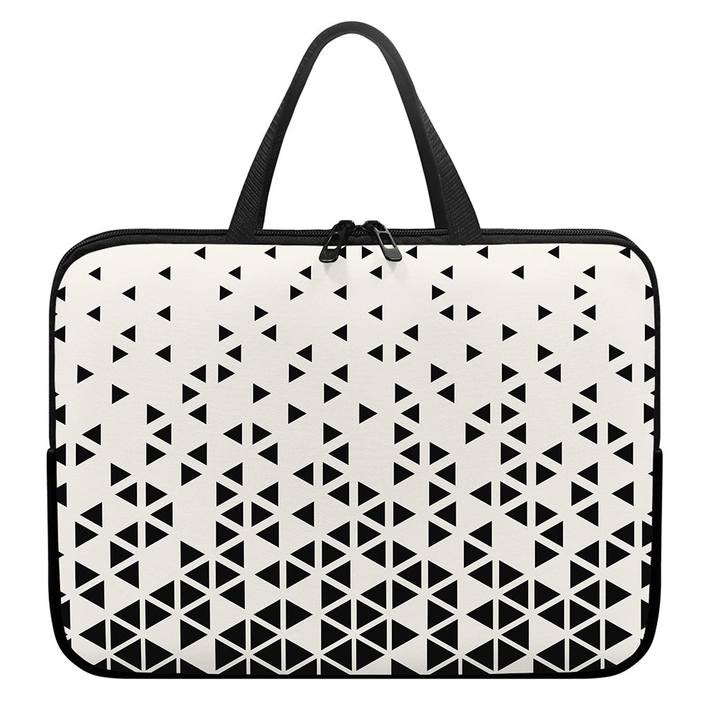 Black And White Geometric Pattern Print Laptop Sleeve With Handle