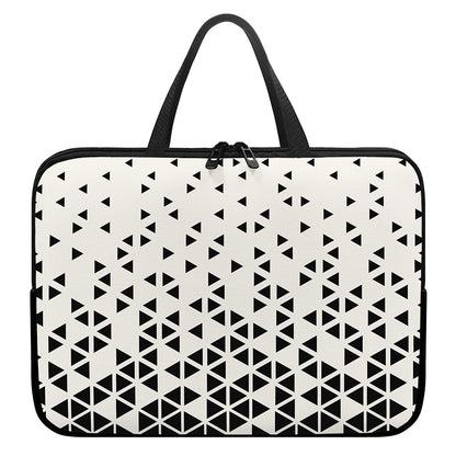 Black And White Geometric Pattern Print Laptop Sleeve With Handle