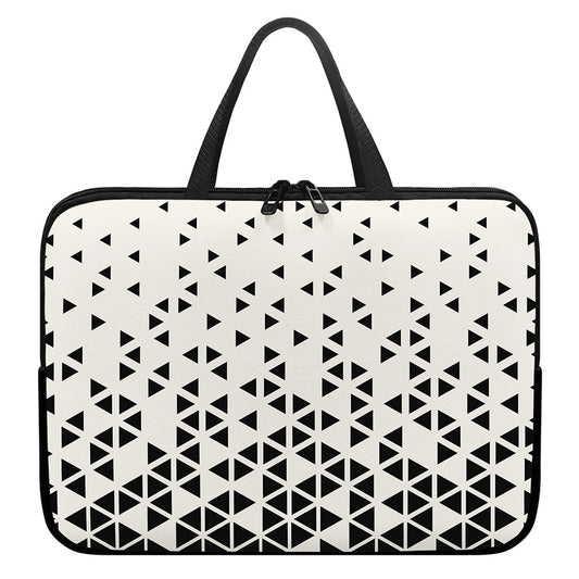 Black And White Geometric Pattern Print Laptop Sleeve With Handle