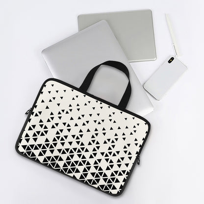 Black And White Geometric Pattern Print Laptop Sleeve With Handle