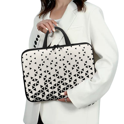 Black And White Geometric Pattern Print Laptop Sleeve With Handle