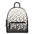 Black And White Geometric Pattern Print Leather Backpack