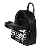 Black And White Geometric Pattern Print Leather Backpack
