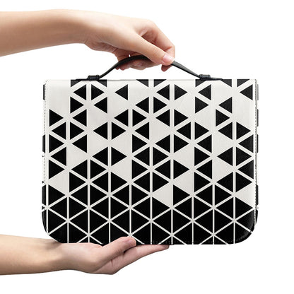 Black And White Geometric Pattern Print Leather Bible Cover