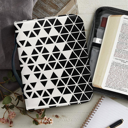 Black And White Geometric Pattern Print Leather Bible Cover