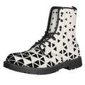 Black And White Geometric Pattern Print Lace-Up Boots