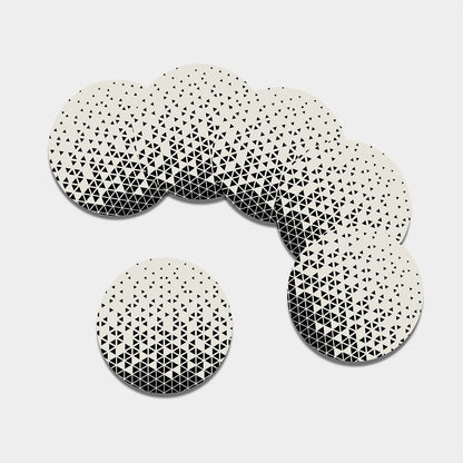Black And White Geometric Pattern Print Leather Coaster Set