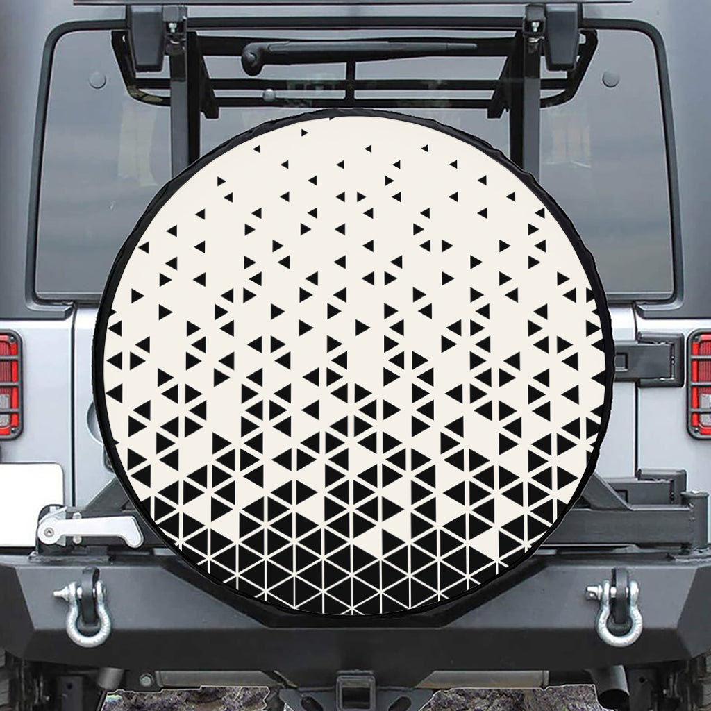 Black And White Geometric Pattern Print Leather Spare Tire Cover