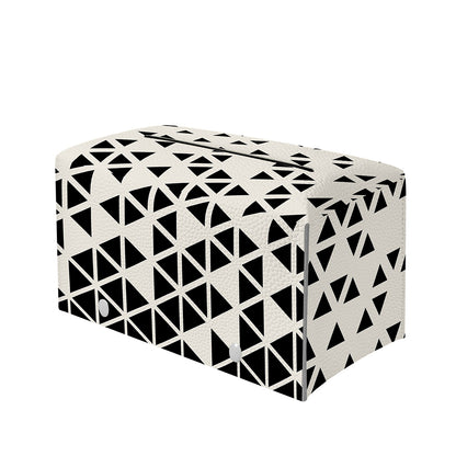 Black And White Geometric Pattern Print Leather Tissue Box Cover