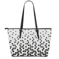 Black And White Geometric Pattern Print Leather Tote Bag With Zipper