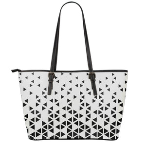 Black And White Geometric Pattern Print Leather Tote Bag