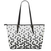 Black And White Geometric Pattern Print Leather Tote Bag