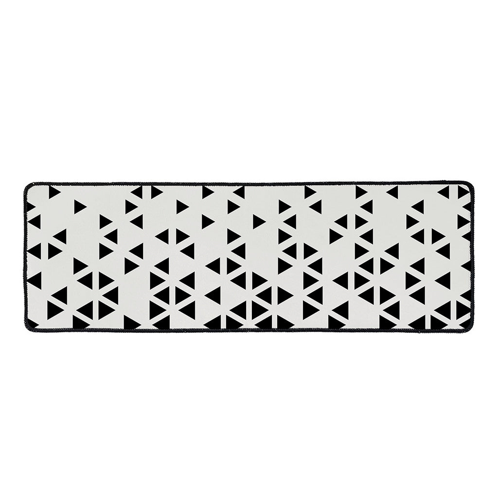 Black And White Geometric Pattern Print Long Kitchen Mat