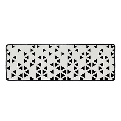 Black And White Geometric Pattern Print Long Kitchen Mat